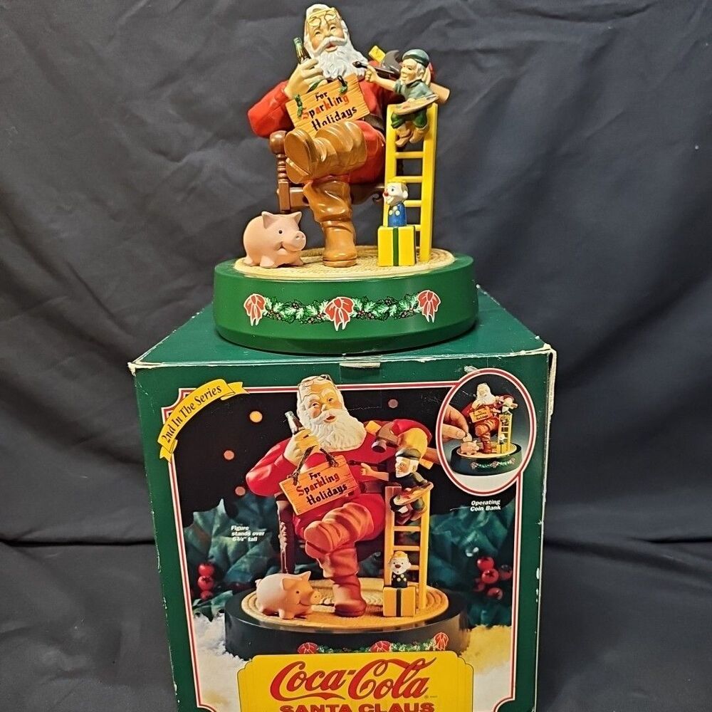 VINTAGE 1994 COCA-COLA SANTA CLAUS MECHANICAL BANK CHRISTMAS 2nd in Series New